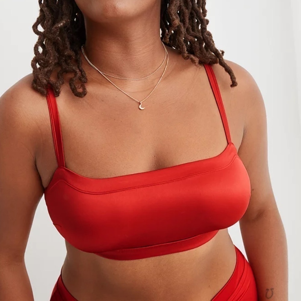 Aerie | NWT Satin Bandeau Bralette Rust Red Size Large